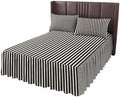 Black Striped Bed Skirts for Queen Bed 18 Inches Drop, Wrap Around Bedskirt Dust Ruffle Pleated Bedspread Modern Simple Farmhouse Beige Vintage Fitted Sheet with 2 Decorative Pillowcase 30"x20" by Unknown