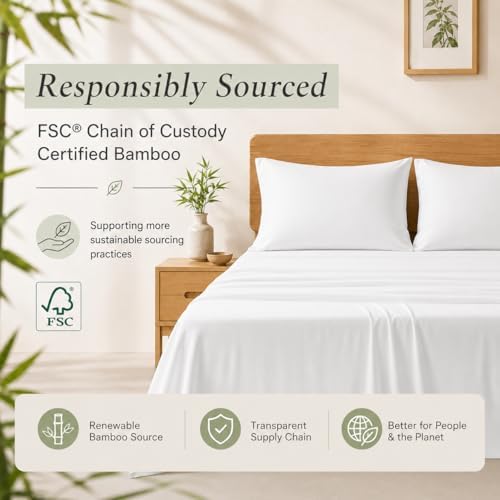 TOSMO Luxury Pillow Case Set of 2 - Cooling Viscose Derived from Bamboo, Oeko-TEX, Breathabl Silky Soft Pillow Cases with Envelope Closure (Queen, Classic White) - Image 3