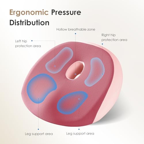FLORICH Large Car Seat Cushion and Lumbar Support Pillow, Ergonomic Memory Foam Driving Seat Cushion for Back & Sciatica Pain Relief, Non-Slip Washable Seat Cushion for Car, Driver, Office-Pink - Image 4