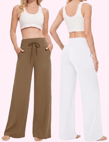 Showitty Wide Leg Pants for Women with Pockets, High Waist Yoga Lounge - Image 2