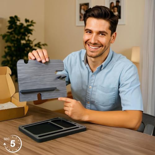 Namore Wood Phone Docking Station for Men – Nightstand & Desk Organizer with Valet Tray for Wallet, Watch & Keys – Bedside Organizer Gift for Husband or Dad - Image 2