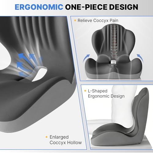 Ergonomic Seat Cushion with L-Shaped Design for Office Chair (Grey) - Image 4