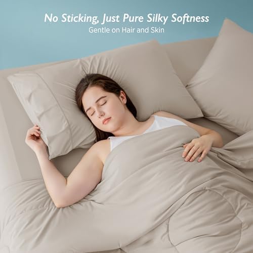 Breescape Cooling Pillow Cases King Size Set of 2, BlendTek™ Cooling Technology for Hot Sleepers & Night Sweats, Silky Soft Cool Pillowcases for Hair & Skin Care, 20" x 36", Beige - Image 6