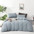Luxlovery Blue Comforter Set King Dusty Blue Bedding Comforter Set Solid Bedding Set Breathable Blanket Quilts Modern Bedding Set for King Bed by Luxlovery