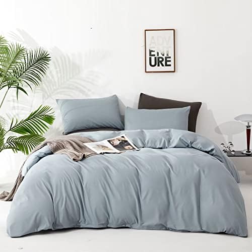 Luxlovery Blue Comforter Set King Dusty Blue Bedding Comforter Set Solid Bedding Set Breathable Blanket Quilts Modern Bedding Set for King Bed by Luxlovery