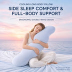 Body Align Pillow for Side Sleepers, Long Body Pillow for Bed，Green - Image 2
