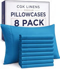King Pillow Cases - 8 Pack Soft Pillowcase Covers - 20" x 40" (Denim Blue) by CGKUnlimited