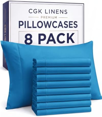 King Pillow Cases - 8 Pack Soft Pillowcase Covers - 20" x 40" (Denim Blue) by CGKUnlimited