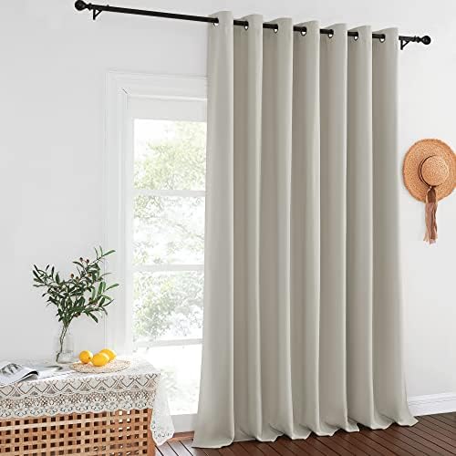 NICETOWN Sliding Door Curtains Extra Wide and Long, Thermal Insulated Large Curtain for Windows Energy Saving Patio Door Panel for Bedroom/Living Room (Natural, W100 x L120, 1 Panel) - Image 2