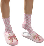 Jeiento Winter Fuzzy Slipper and Crew Socks Warm Winter Shoes Lightweight Soft Cushion House Slipper Bedroom Shoes - Image 4