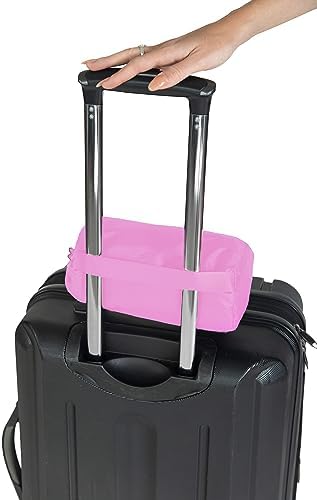 BlueHills 2 Pack Ultra Compact Travel Blanket Pillows Set of Two Lightweight Airplane Traveling Essentials Flight Throws Compact Large Plane – Black and Pink - Image 6