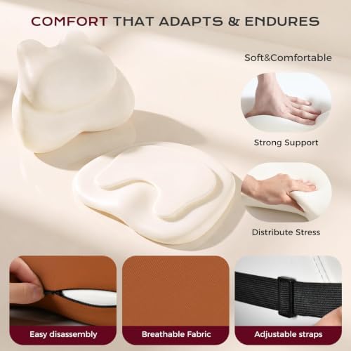 Coverado Car Seat Cushion and Lumbar Support Pillow, Memory Foam Cooling Silk, Ergonomic Support for Back Pain Relief, Seat Cushion for Car Driver & Office Chair Universal Fit Coffee - Image 6