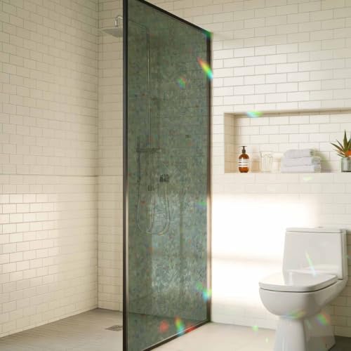 Green Solid Color Window Privacy Film Rainbow Static Cling Stain Glass Window Film for Glass Door, Decorative Heat Blocking Sunroof Decal Sticker for Car 29.5"x78.7" Aesthetics Contemporary Luxury by AMZRicher