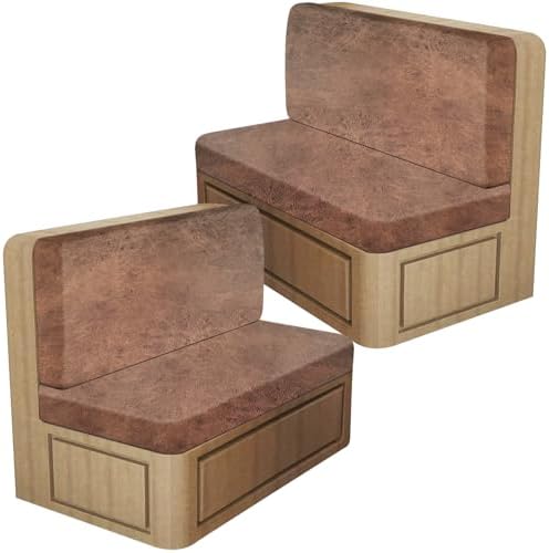 ANARACHON Leather Look RV Dinette Cushion Covers, Stretch Camper Cushion Slipcovers for Travel Trailer Couch RV Booth Seat(2 Backrest Cover & 2 Bench Cover,06 Brown) by ANARACHON