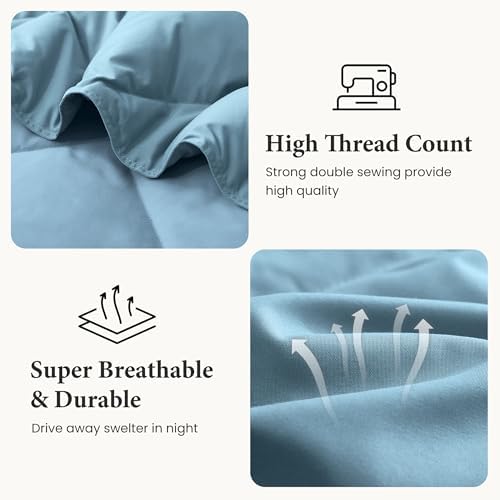 Joysoul Down Throw Blankets, Lightweight Feather Down Throw for Indoor and Outdoor Duvet Insert, Camping, Travel, Couch, Soft Throw Medium Warm, Blue (50" x 70") - Image 4