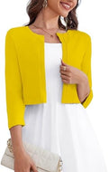 OmicGot Women's 3/4 Sleeve Bolero Shrug Open Front Cropped Cardigan Sweater by OmicGot