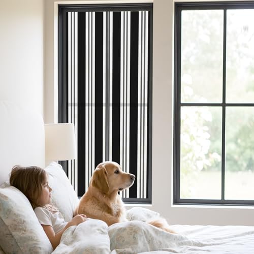 Window Privacy Film Frosted, Black Striped Static Cling Door Window Covering, Minimalist Vertical Stripes UV Blocking Windows Film for Office, Hotel, Bedroom, 29.5 x 78.7 Inches - Image 2