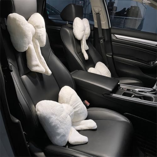 LYFJMUS 4 Pack Plush Bow Car Headrest Pillow and Lumbar Support Pillow Soft Butterfly Car Neck Pillows for Driving Cars Decor by Unknown