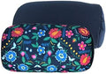 Bookishbunny 2pcs Micro Bead Microbead Roll Pillow Cushion for Bed Back Neck Head Body Support, 13" x 7", Various Designs (Navy+Flower) by Bookishbunny