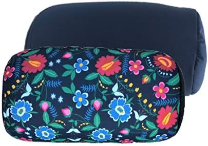 Bookishbunny 2pcs Micro Bead Microbead Roll Pillow Cushion for Bed Back Neck Head Body Support, 13" x 7", Various Designs (Navy+Flower) by Bookishbunny