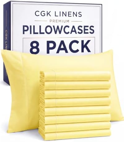 Queen Pillow Cases - 8 Pack Soft Pillowcase Covers - 20" x 30" (Yellow) by CGKUnlimited
