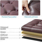 Bsketa Storage Ottoman Bench, 16" Folding Leather Foot Rest, Brown 2 Pack - Image 6