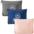 Travel Blanket, Soft 2-in-1 Airplane Blanket, Light Grey, Navy Blue, Peachy Pink, Travel Essentials Car Blanket with Luggage Sleeve & Backpack Clip by PEUJEW