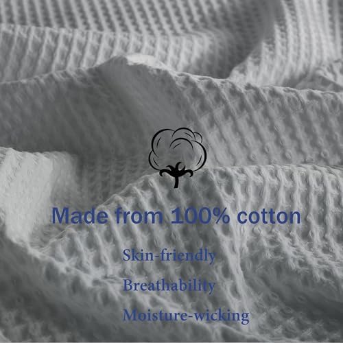 100% Egyptian Cotton Waffle Weave Throw Blanket for Bed Couch Sofa Home Decor, Soft Lightweight Bed & Couch Blanket for All Seasons (Light Grey - Queen Size - 90 * 90") - Image 5