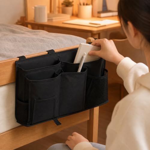 Heavy Duty Bedside Storage Organizer | Easy to Clean, Bunk Bed Organizer, Stable, Hanging Storage with Pockets, for Dorm Room, Bedroom, Students, Gray - Image 7