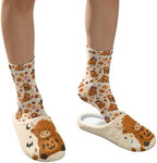 Jeiento Women's Fuzzy Slippers and Sock Set Warm Cozy Memory Foam House Shoes Soft Slip-on Slides Spa Slippers for Hotel - Image 4