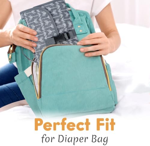 Kopi Baby Portable Diaper Changing Pad, Wipes Pocket, Premium Grey Arrows - Image 6
