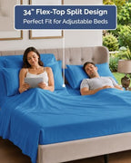 Flex Top Split Head King 6 Piece Sheet Set - Soft & Cooling - Denim Blue - Image 3
