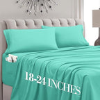 Mocassi Cal King Size 4-Piece Bed Sheet Set - 1800 Premium Hotel Quality Microfiber 18-24 Inches Extra Deep Pocket Fitted Sheet- Luxury Soft, Breathable, Wrinkle, and Fade Resistant, Paradise Teal by MocassiLuxuryBedding