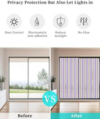 Window Privacy Film Frosted, Purple Brown Striped Non-Adhesive Static Cling Window Tint, Modern Farmhouse Vertical Stripes Insulated Windows Frosted Films for Living Room, 35.4 x 78.7 Inches - Image 6