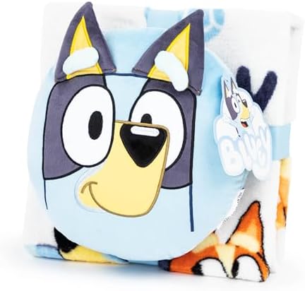 Jay Franco Bluey & Bingo Nogginz Set - 40 x 50 Inch Lightweight Travel Throw Blanket & Pillow - Kids Super Soft 2 Piece Bedding Set - Image 6