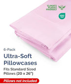 Standard Pillow Cases - 6 Pack Pillowcase Covers - 20" x 26" (Light Pink) - Image 2