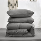 Luxlovery Grey Comforter Set Queen Men Dark Grey Comforter Bedding Sets 3PCS Solid Breathable Soft Charcoal Gray Quilts Set Modern Queen Comforter Women Men - Image 3