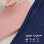 100% Mulberry Silk Pillowcase for Hair and Skin,Both Sides Natural Silk Bed Pillow Case with Hidden Zipper,19 Momme Grade 6A,1pc,Navy Blue,Standard Size 20x26 Inches - Image 2