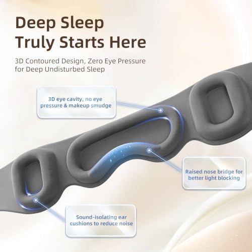 CLOZIA Weighted Sleep Mask, Eye Mask with Sleep Ear Muffs, Deep 3D Cups - Image 6