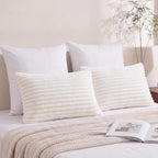 Bedorm Faux Fur Pillowcases Set of 2 King Size Plush Fluffy Pillow Cover Ivory White, Zipper Closure - Image 3