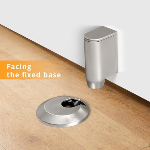 2 Pack Magnetic Door Stopper, Retractable Magnet Floor Door Stop with 0.4 in (10mm) Extension Base, Adhesive Door Magnetic Catch, Door Holder for Gaps Up to 1.4 in (35mm), Brushed Nickel BN-2 - Image 4
