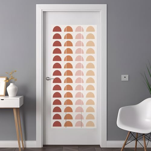 Window Privacy Film Frosted, Colorful Boho Non-Adhesive Static Cling Window Tint, Middle Century Geometric Abstract Art Insulated Windows Frosted Films for Living Room, 35.4 x 78.7 Inches - Image 3