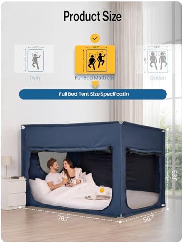 ANC POP Portable Bed Tent, Blackout Privacy Canopy with 3 Doors & Breathable Mesh, Large Space for Adults, Indoor Sleeping Shelter for Dorms/Shared Rooms - Image 2