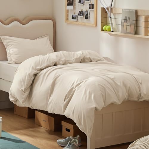 Bedsure Twin/Twin XL Duvet Cover, Double Brushed Bedding Set, Light Beige by BEDSURE