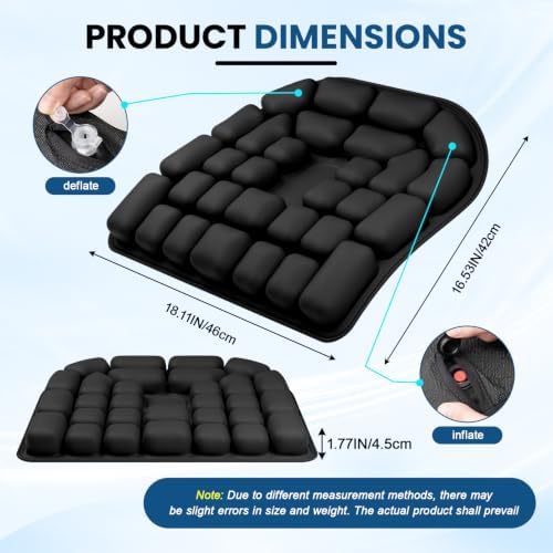 Inflatable Seat Cushion Press-to-Inflate Travel Airplane Car Office - Image 2