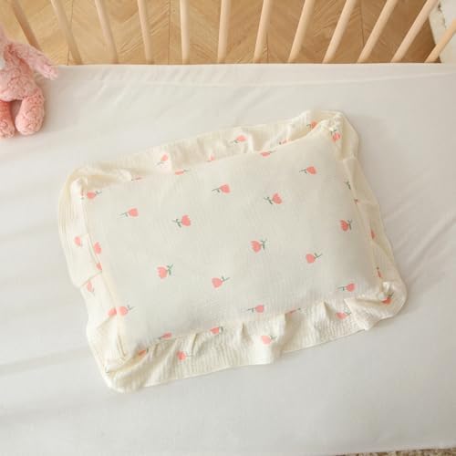 100% Cotton Muslin Toddler Pillowcase 2 Pack，13"x 18" Ultra Soft Breathable Travel Pillow Case Cover,Ruffle Pillow Case for Newborn,Nursery,Boys,Girls,Machine Washable - Image 3