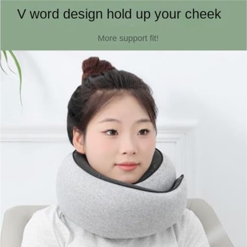 QUQUQ Travel Neck Pillow for Sleeping U-Shaped Cotton Pillow Portable Slow-Rebound Neck Support Comfortable(Blue,1pcs) - Image 3