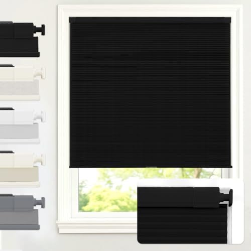 AOSKY No Drill Cordless Blackout Cellular Shades, 19" W x 64" H, Black by AOSKY