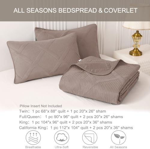 Exclusivo Mezcla 3-Piece California King Size Quilt Bedding Set, Taupe - Image 6