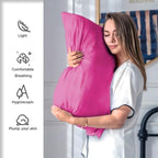 Suatien Mulberry Silk Pillow Cases 2 Pack Queen Size, Hot Pink - Image 3